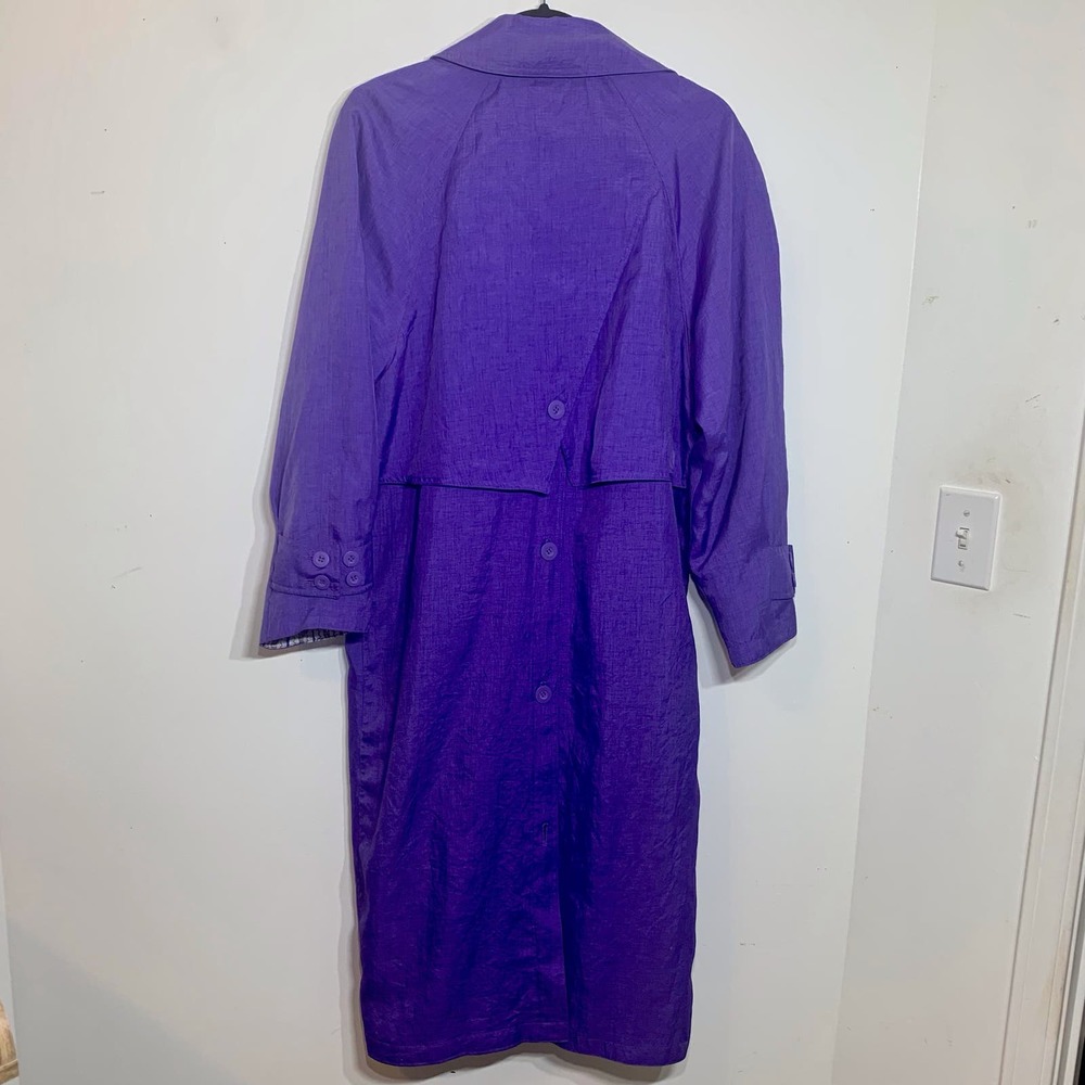 EUC Vintage Elco‎ Purple Nylon Polyester Double Breasted Trench Coat Size 9/10 - Picture 2 of 7